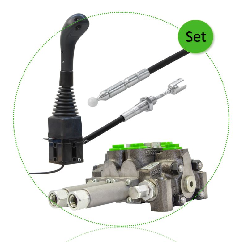Frontlader Einhebelsteuergerät 2-fach | 80 l/min mit Bowdenzug und Bedienhebel | HydroControl D4