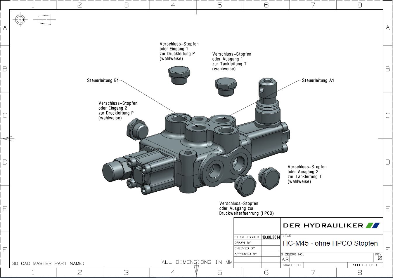 Einhebelsteuergerät 2-fach 45 l/min vorbereitet für Bowdenzugbetätigung, HydroControl M45