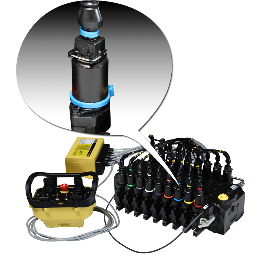 Komplett-Set Proportionalventil 8-fach (LS / KV) und Funkfernbedienung (Autec / Scanreco)