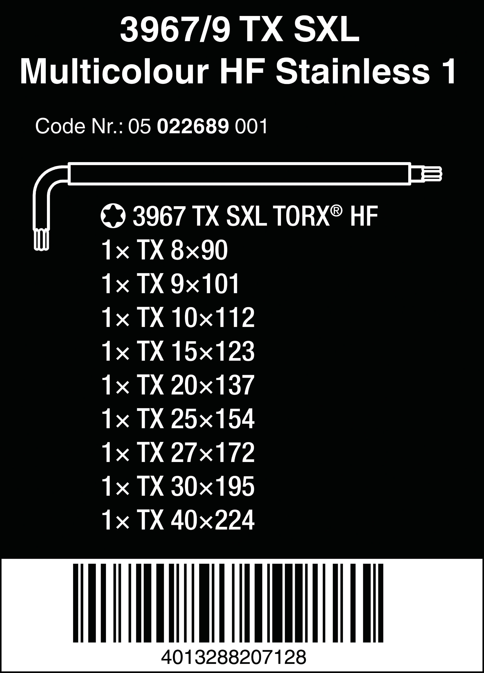 Wera 05022689001 3967/9 TX SXL Multicolour HF