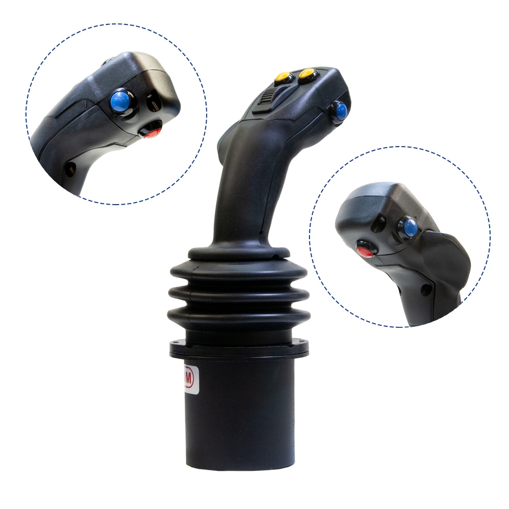 Joystick mit elektrisch proportionalem Daumenroller und vier Tastern, FaberCom (Ausführung rechts)