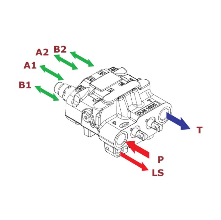Einhebelsteuergerät 2-fach 80 l/min vorbereitet für Bowdenzugbetätigung, Walvoil SDM122 / DLM122