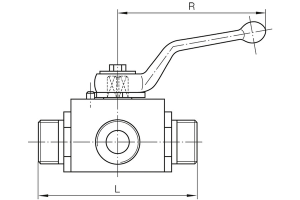 3/2-Wege Absperr Kugelhahn mit Außengewinde (schwere Ausführung) und L-Bohrung, ValCon®