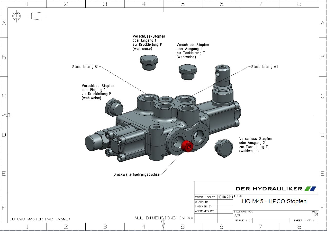 Einhebelsteuergerät 2-fach 45 l/min vorbereitet für Bowdenzugbetätigung, HydroControl M45