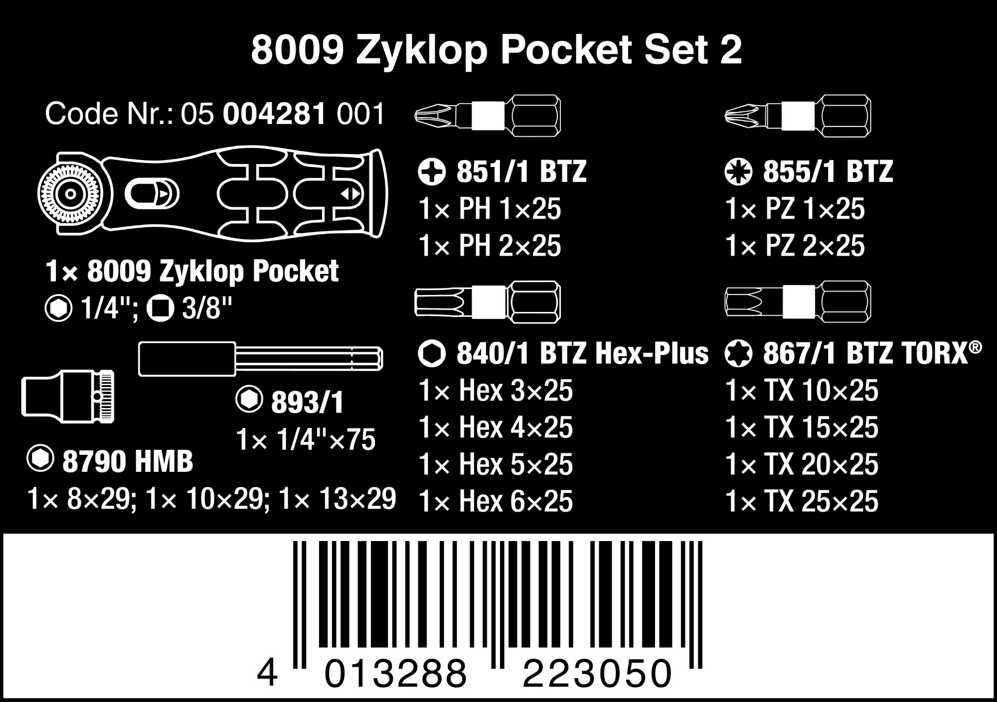 Wera 05004281001 8009 Zyklop Pocket Set 2