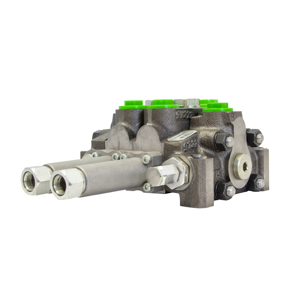 Frontlader Einhebelsteuergerät 2-fach | 80 l/min mit Bowdenzug und Bedienhebel | HydroControl D4